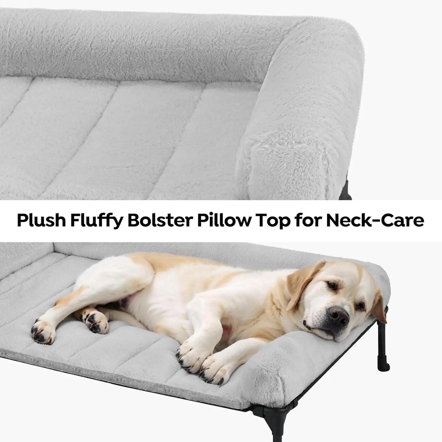 Elevated Orthopedic Dog Bed With Bolster And Removable Washable Mat