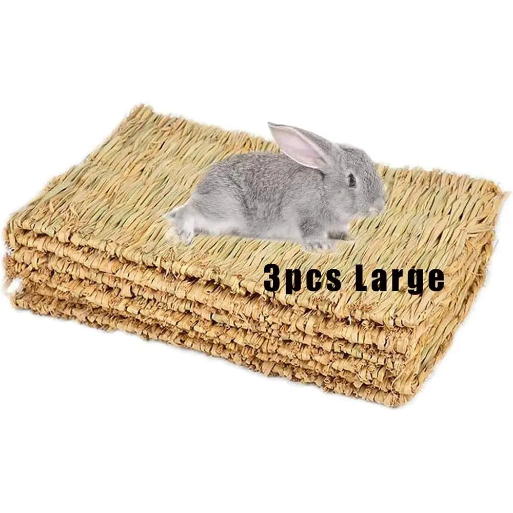 Grass Mat Woven Bed Mat Small Animal 3PCS Large Bunny Bedding Nest Chew Toy Bed Play Toy Guinea Pig Parrot Rabbit Hamster Rat