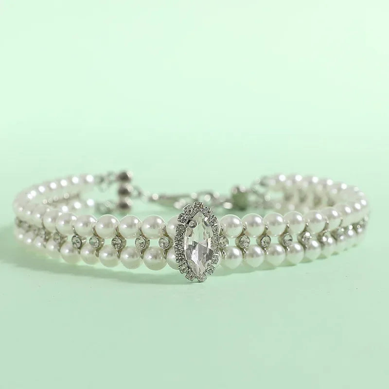 XLeiPetCN Luxury Pearl Necklace Collar For Cats And Small Dogs