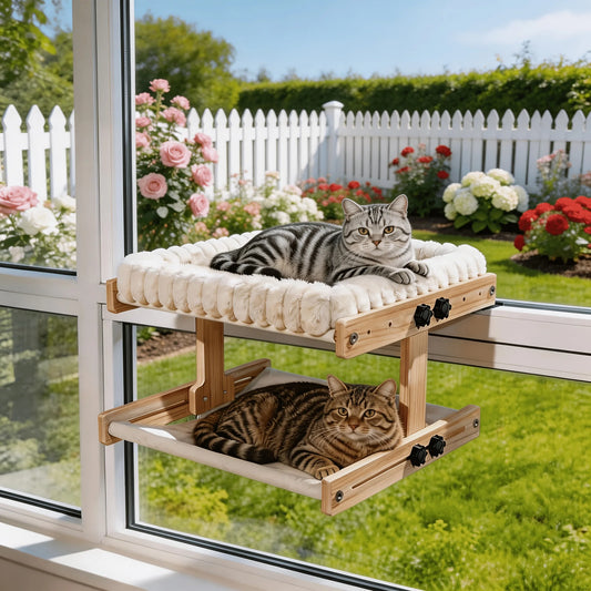 Cat Window Perch, Cat Hammock for Window Sill - 3-in-1 Cat Window Perch Hammock Bedside Bed with Plush Nest, for Small And Medium Cats