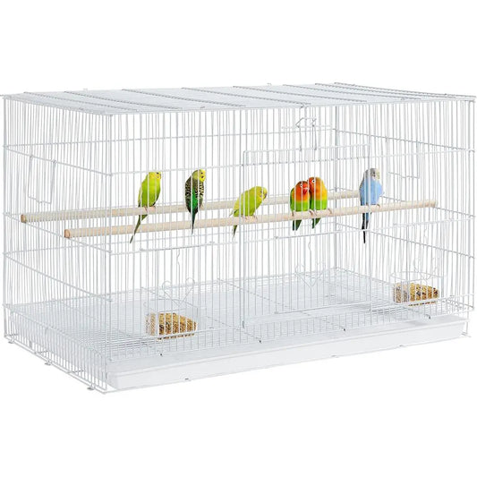 30'' Stackable Bird Cage Design for Small and Medium Birds with Slide Out Tray and Bottom Grate, White