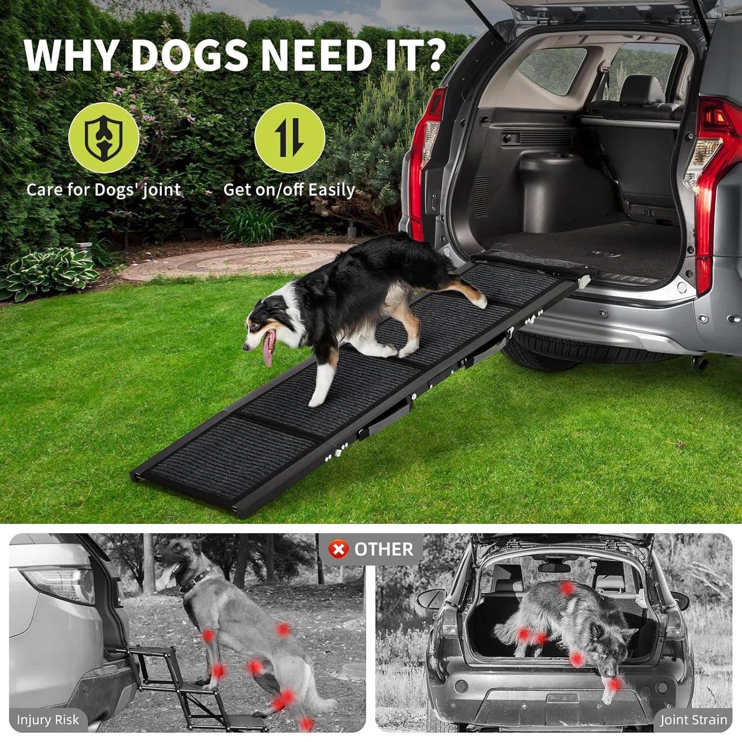 HiMISSDog Upgraded Folding Pet Ramp For Cars Non Slip Portable