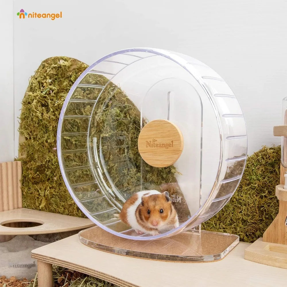 Super Silent 10" Hamster Wheel – Adjustable Quiet Running Wheel for Hamsters, Gerbils & Mice (Transparent)