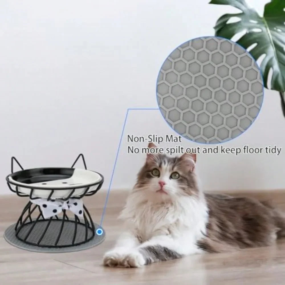 Raised Tilted Ceramic Cat And Small Dog Bowl No Spill
