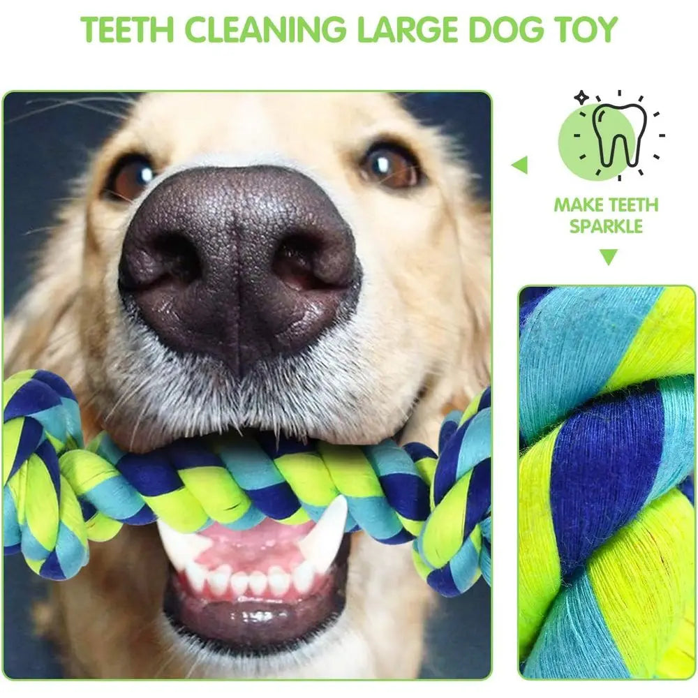 Large Tough Chew Toys for Aggressive Chewers Large Breed, Heavy Duty Dental Rope Toys Kit for Medium Dogs, 5 Knots Indestructibl