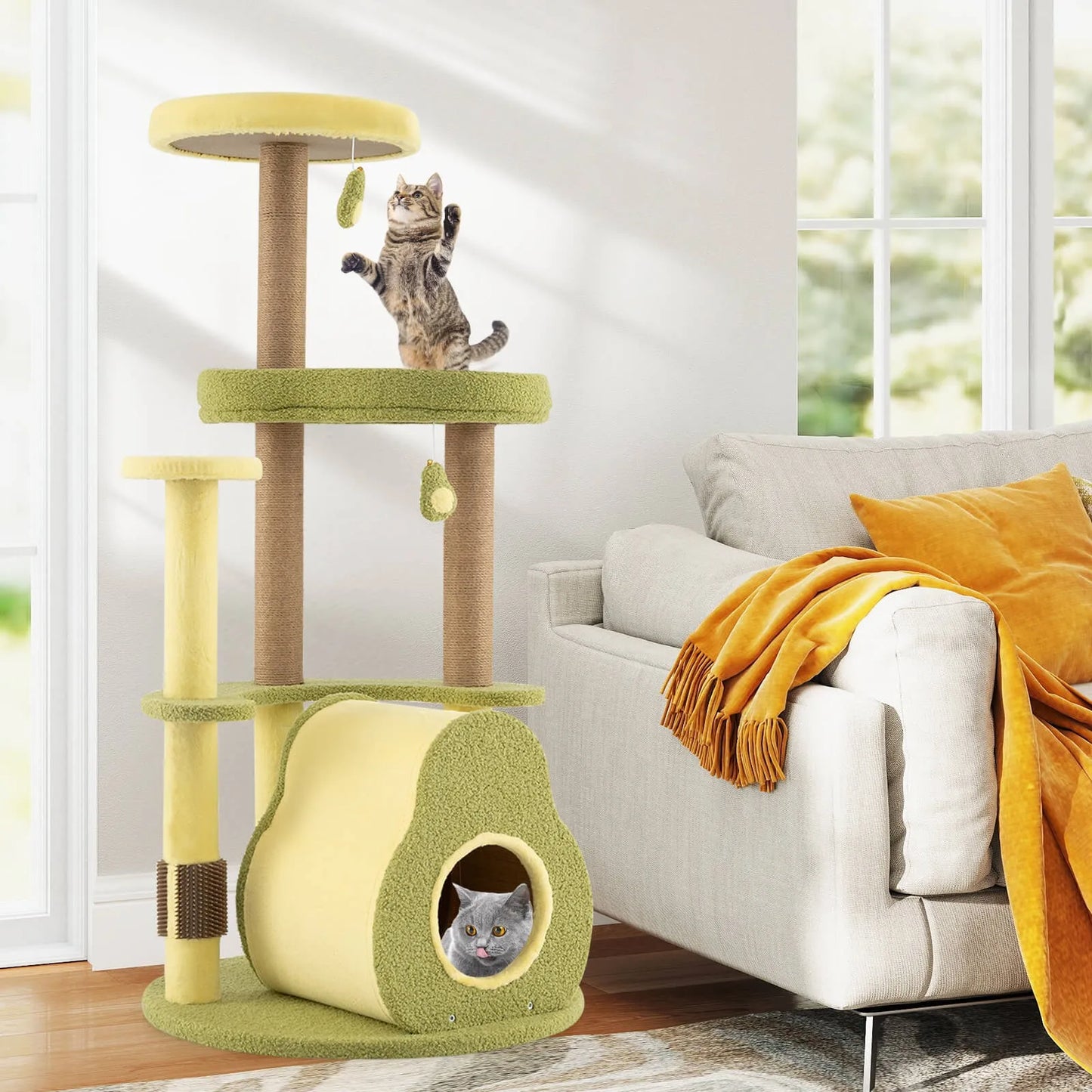 Cat Tree Multi Level Cat Tower With Private Condo And Self Grooming Brush