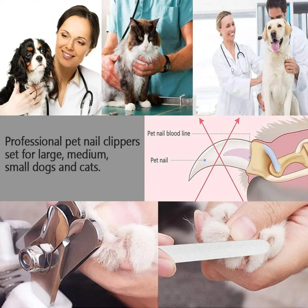 Nail Clippers and Trimmers Set Safety Guard to Avoid Over Cutting Blades Grooming Tool for All Small Large Dog Cat Red