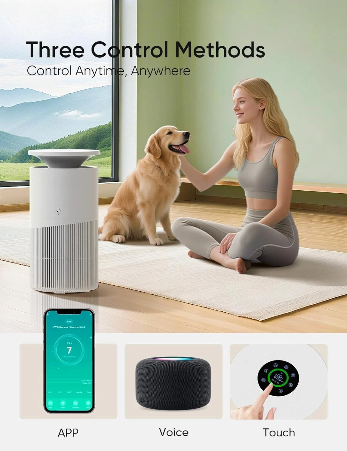 Air Purifier for Home Large Room up to 3620Ft², H13 True HEPA Air Purifiers for Home Pet Hair Dander Odor Pollen