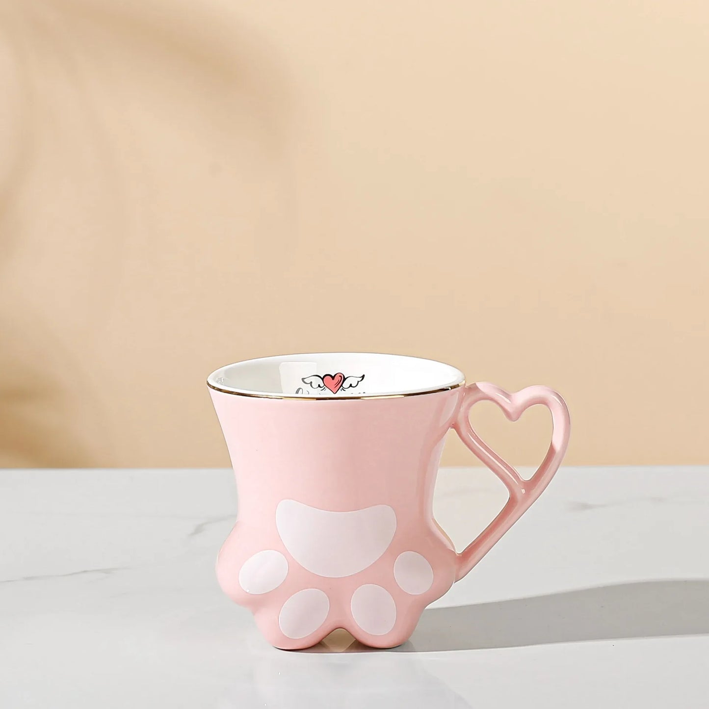 300ml Ceramic Cat Scratch Cup Mug Originality Cat's Paw Trace in Gold Ceramic High Appearance Level Teacup Couple