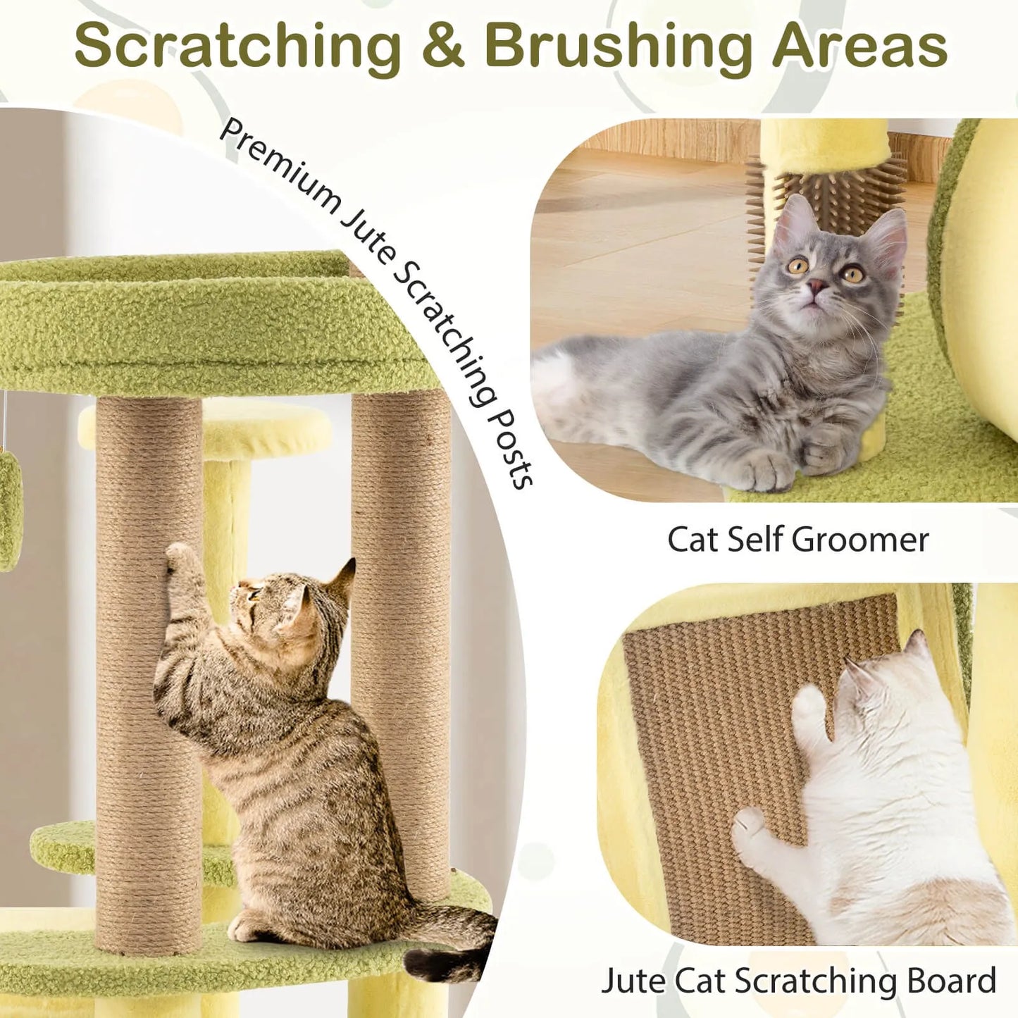 Cat Tree Multi Level Cat Tower With Private Condo And Self Grooming Brush