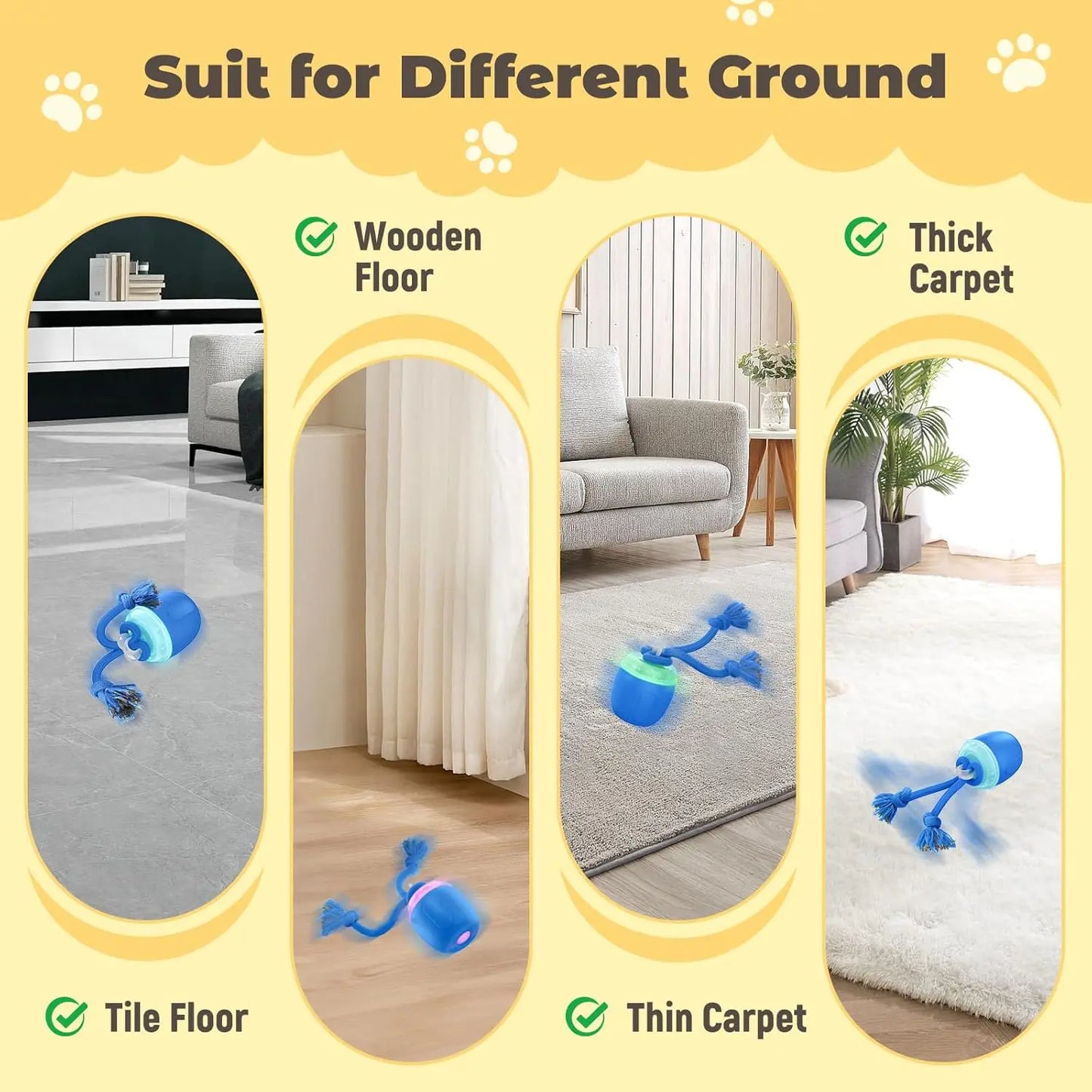 Motion-Activated Interactive Dog Toy, Auto-Rolling Ball for Medium Large Dogs, Blue