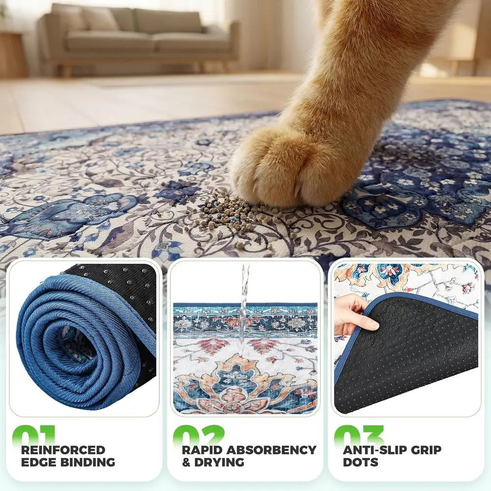Cat Litter Mat 2 Pack, 18x28 Washable Trapping Mats for Cats, Super Absorbent & Urine-Proof Cat Litter Box Mat for Floor, Waterp