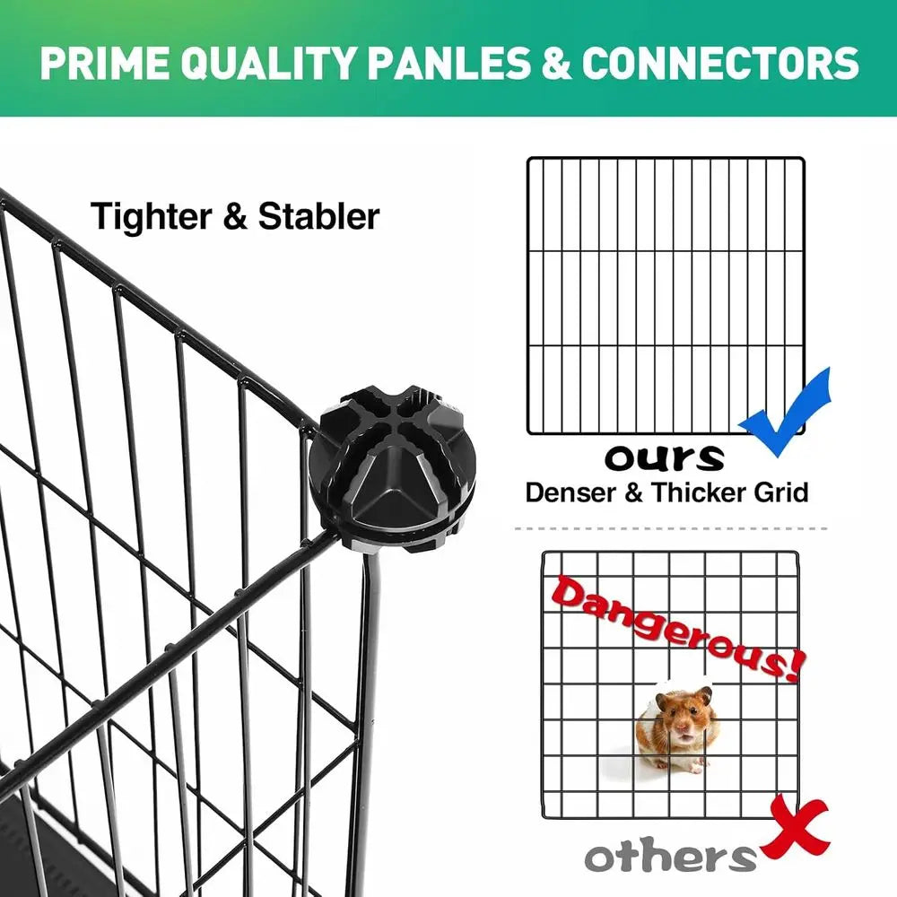 41 Panels Pet Playpen, 35.4 L x 23.6 W x 23.6 H Small Animal Playpen with 2 Doors, Suitable for C&C Cage, Guinea Pigs, Rabbits,