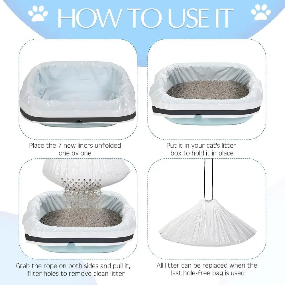 84 Count Siting Litter Box Liners, Jumbo Siting Cat Litter Bags with Holes, 31 x 18 Inch 22 lb acity Portable Thick Scratch Resi