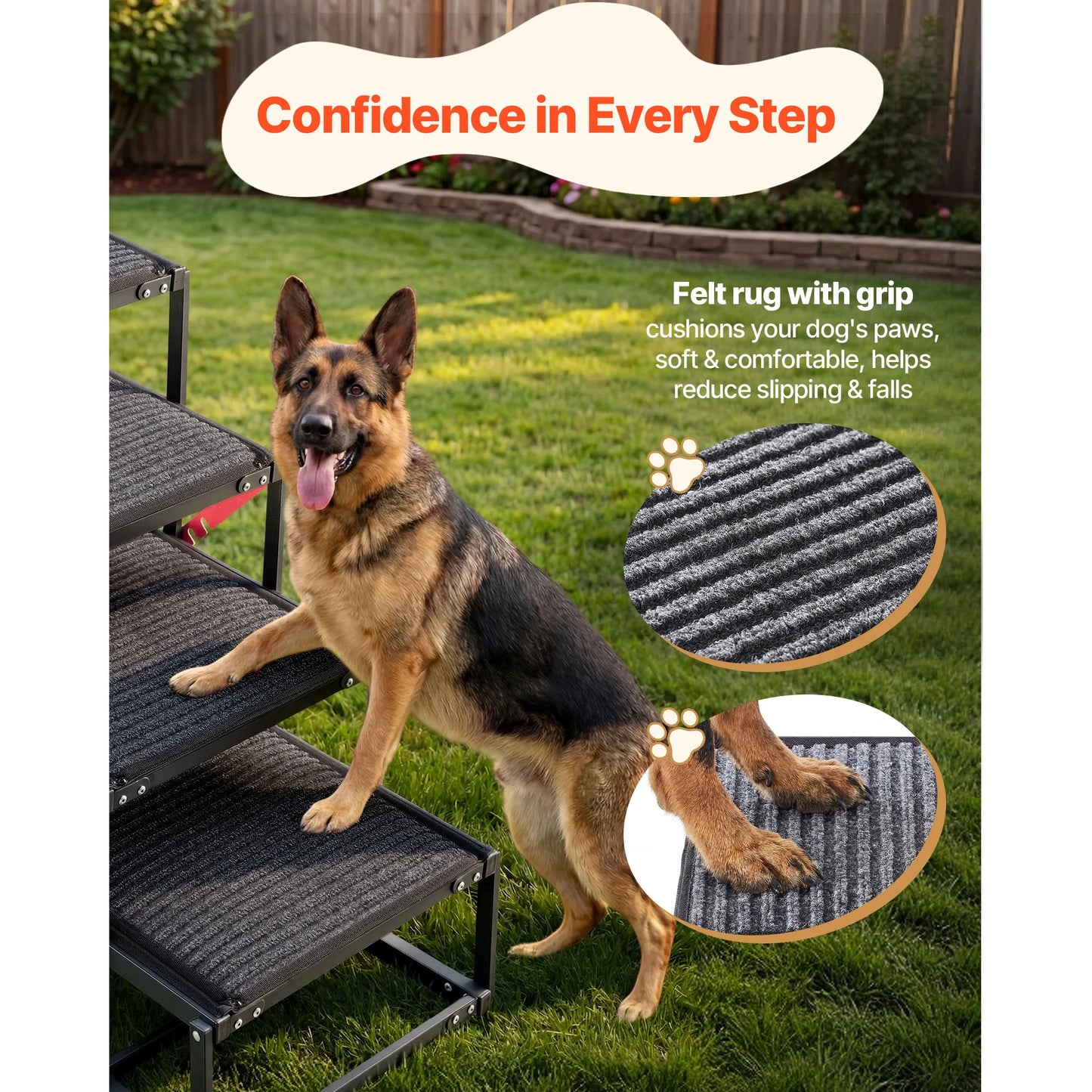SucceBuy Dog Stairs for Car 4/5 Steps Extra Wide Foldable Dog Ramp for Large Dogs Portable Lightweight Pet Ladder for Car Truck