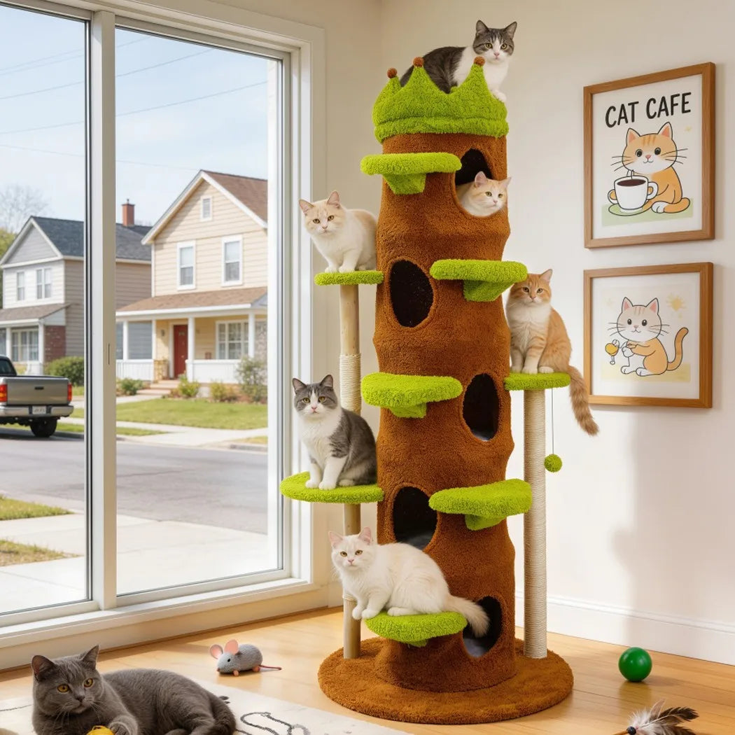 BORWART Cat Tree Tower With Scratching Post And Activity Center