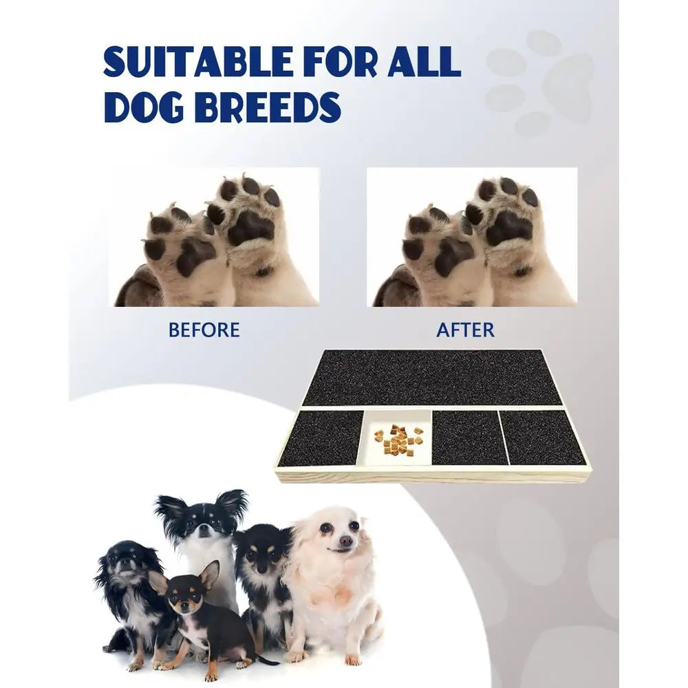 Dog Nail Scratch Pad with Treat Box & Pet Nail Clipper, Interactive Training Tool for Filing Dog Nails, Best for Small Dogs & Pu