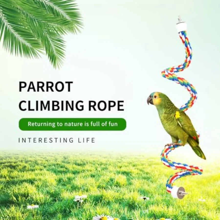 30-Inch × 0.78-Inch Diameter Nipple Style Bird Rope Perch, Bird cage Accessories, Rope perches for Conures, Parrots, Cockatiel,
