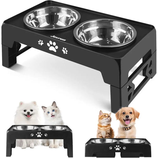 Elevated Dog Bowls for Small Dogs and Cats, Non-Slip Cat Bowls with 2 Thick 5.5 Stainless Steel Dishes, Adjustable Dog Feeder 2.