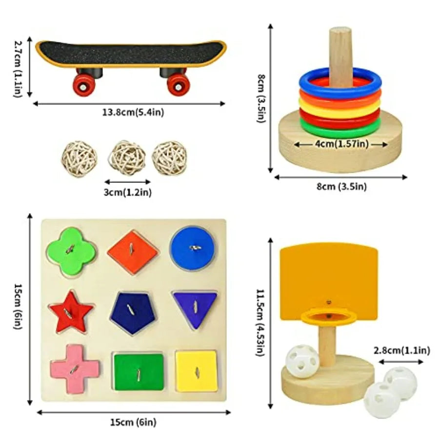 Bird Toys, Parrot Training Toys for Lovebird, Five-Types Parakeet Toys Sets for Conure, Cockatiel, 12 PCS Parrot Intelligence T