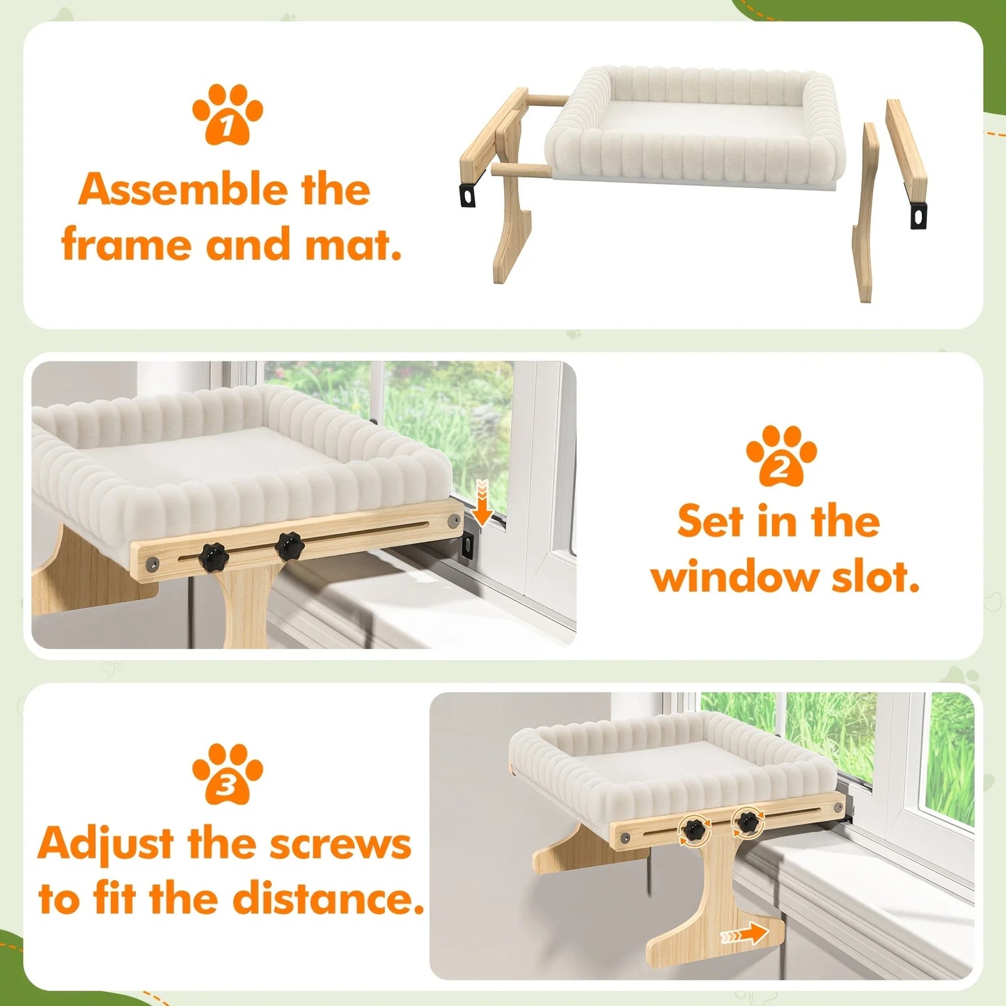 Cat Window Perch, Cat Hammock for Window Sill - 3-in-1 Cat Window Perch Hammock Bedside Bed with Plush Nest, for Small And Medium Cats