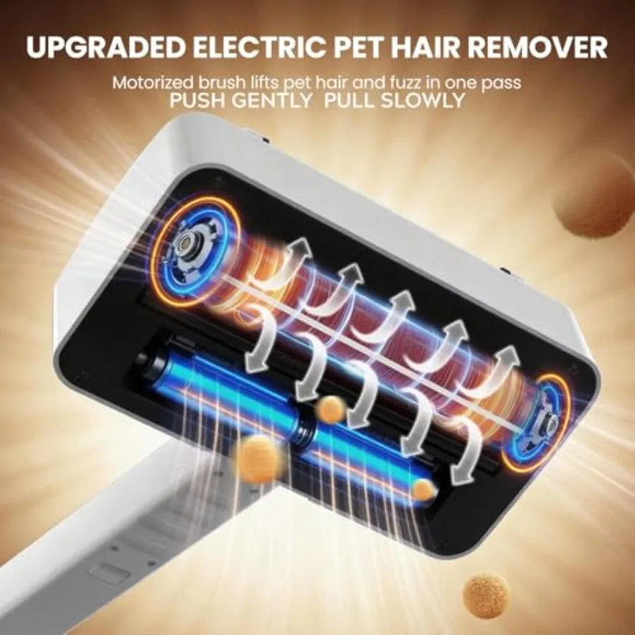 Electric Pet Hair Remover for Carpet and Couch 44 Inch Adjustable Handle Reusable Hair Removal Tool Black