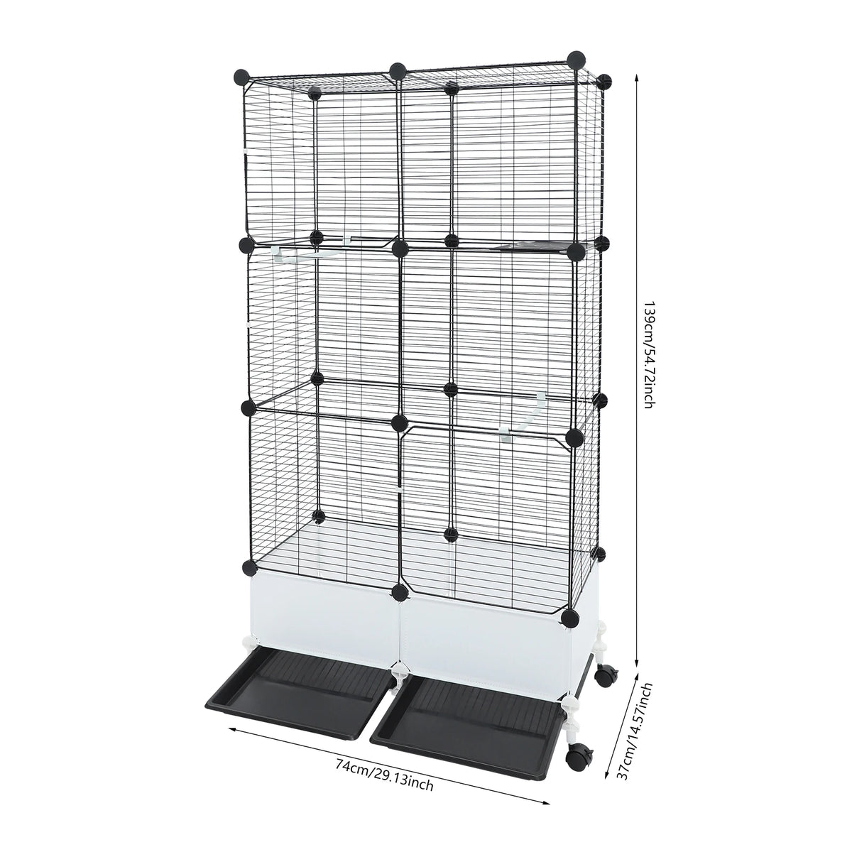 Large Parrot Cage, Standing Bird Cage 29x14x55 Inch, Spacious Birdcage with Splash Guard & 6 Locking Wheels