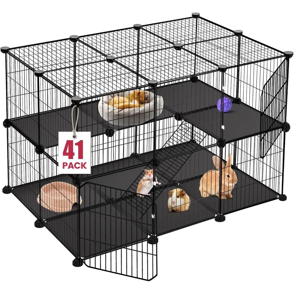 41 Panels Pet Playpen, 35.4 L x 23.6 W x 23.6 H Small Animal Playpen with 2 Doors, Suitable for C&C Cage, Guinea Pigs, Rabbits,