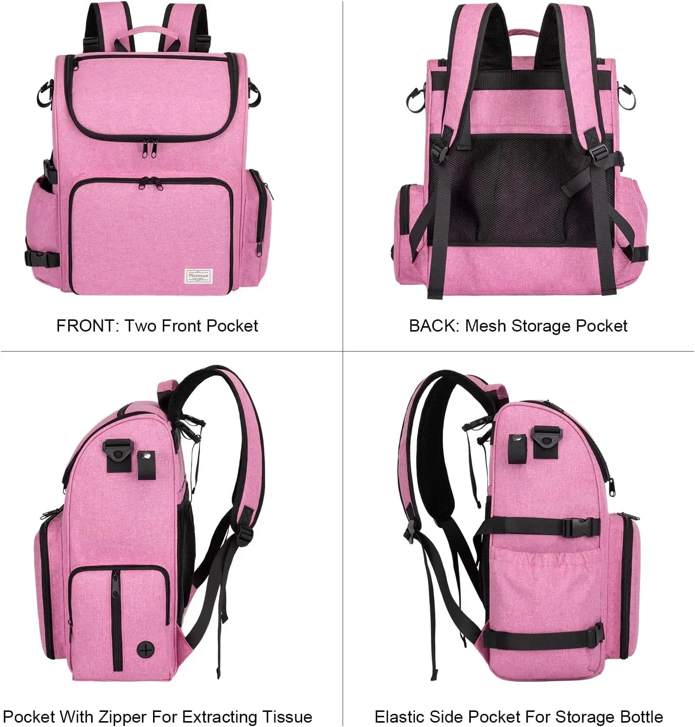 Airline Approved Dog Travel Bag Backpack, Pet Carrier Organizer with Bowls, Food Containers, Mat, Pink