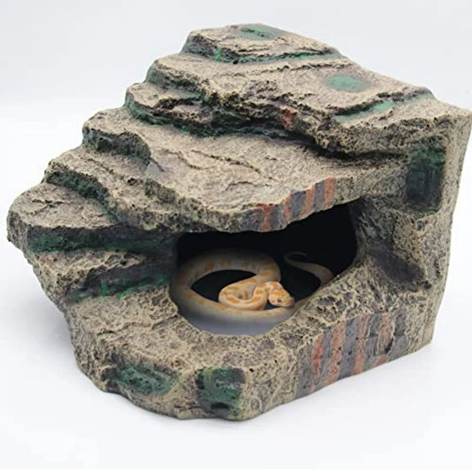 Turtle Basking Platform Habitat Hiding Cave Reptile Habitat Climbing Resin Fish Tank Aquarium Ornament for Lizards, Frogs, Snak