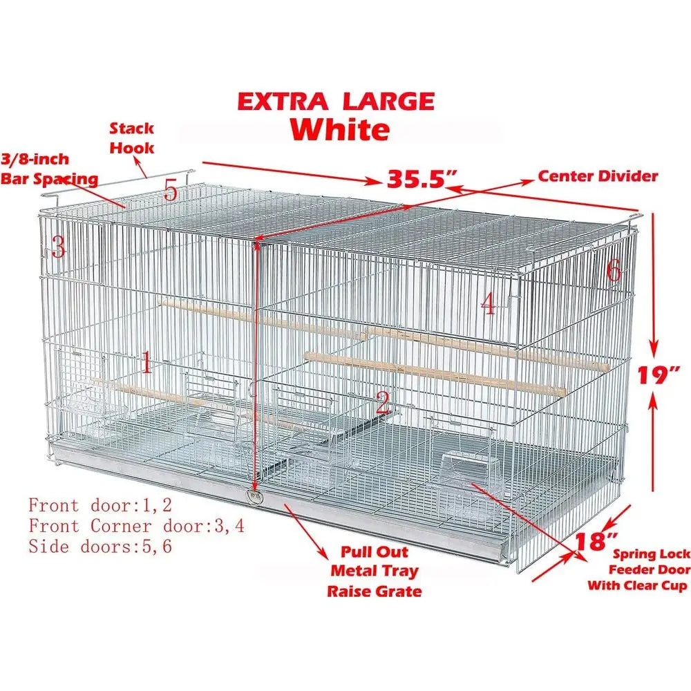 Double XL Stackable Breeder Bird Cage with Removable Divider and Rolling Stand