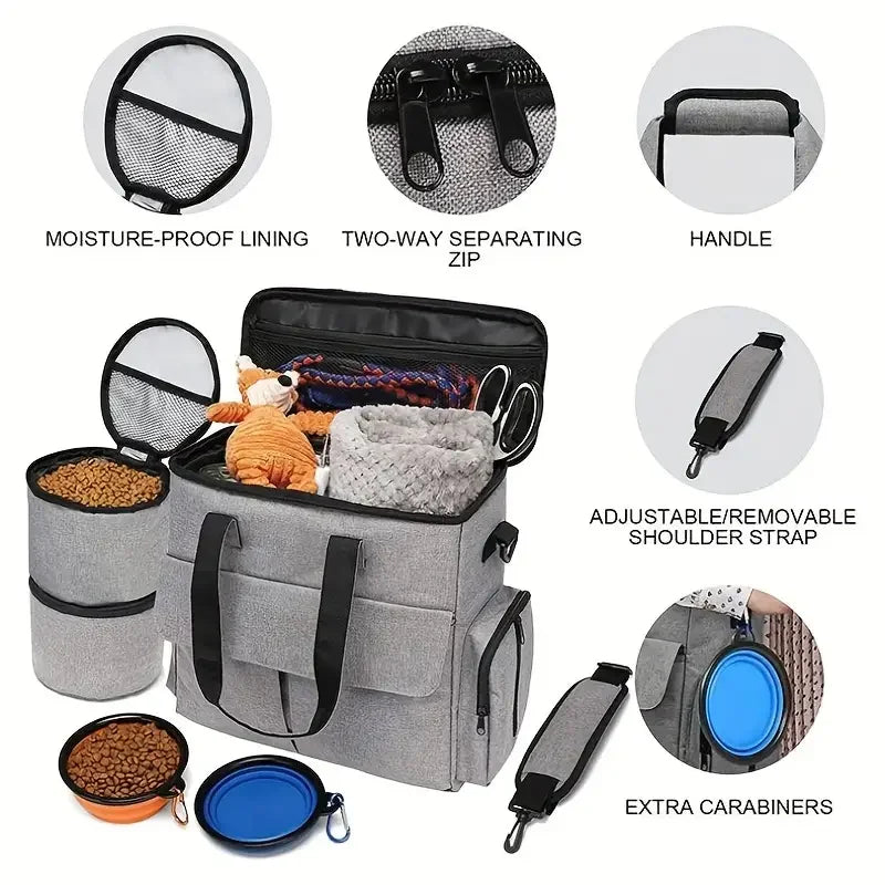 5pcs Large Capacity Dog Treat Pouch, Durable Nylon With Zip Closure, Multi-Functional Outdoor Pet Carrier Bag For Dogs, Ideal For Camping & Walks