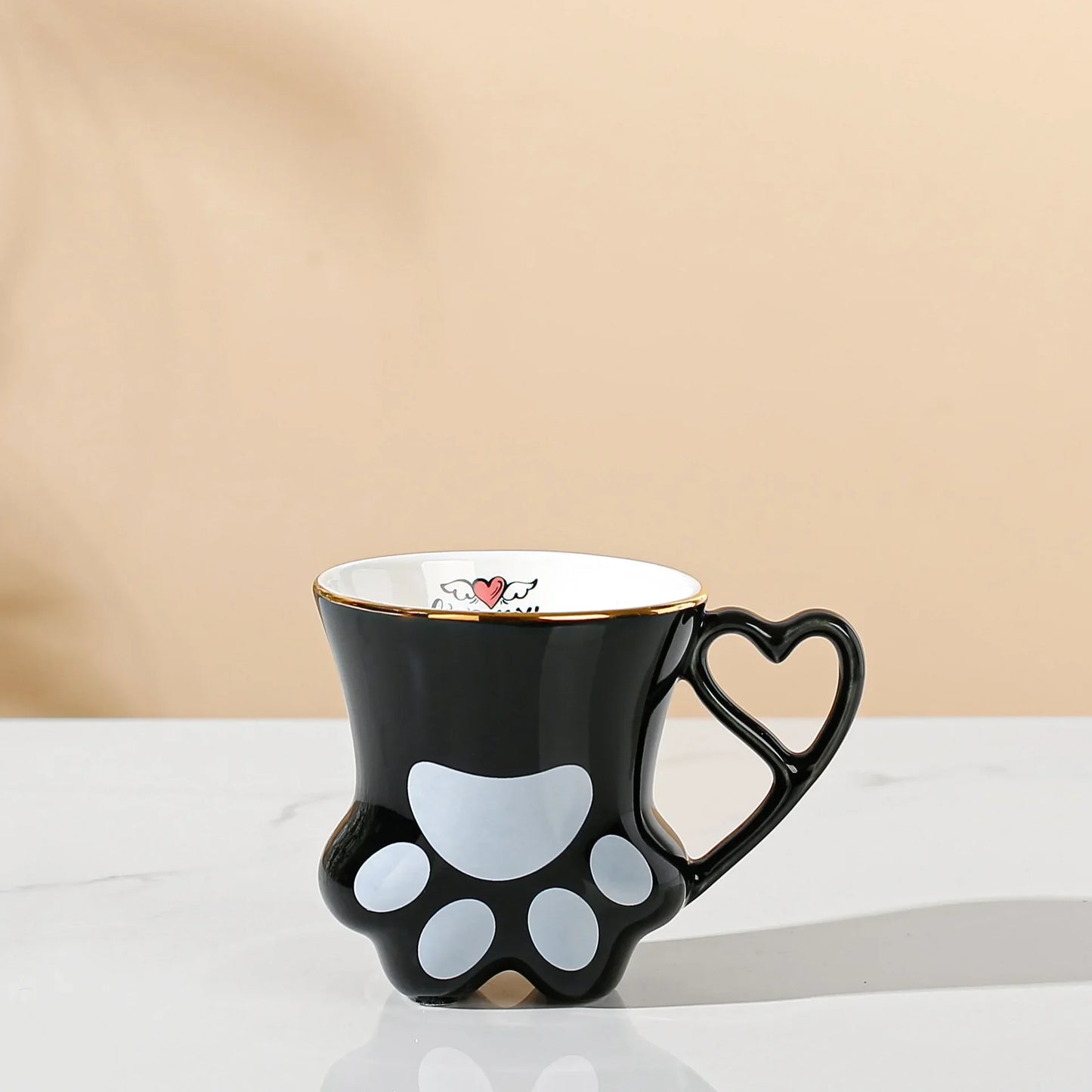 300ml Ceramic Cat Scratch Cup Mug Originality Cat's Paw Trace in Gold Ceramic High Appearance Level Teacup Couple
