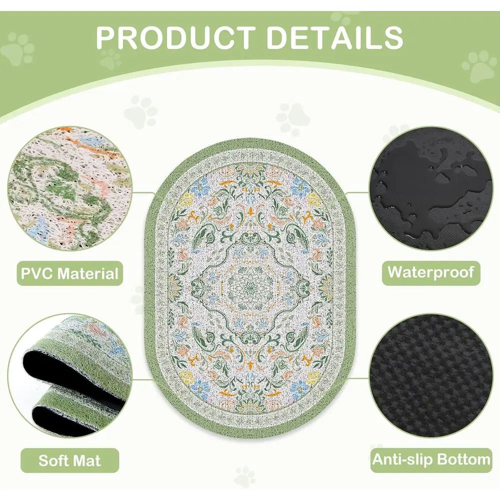 Litter Mat, 24 x 15 Litter Box Mat Rug with Non-Slip Bottom, Urine and Water Proof, Easy to Clean Cat Supplies Essentials for In