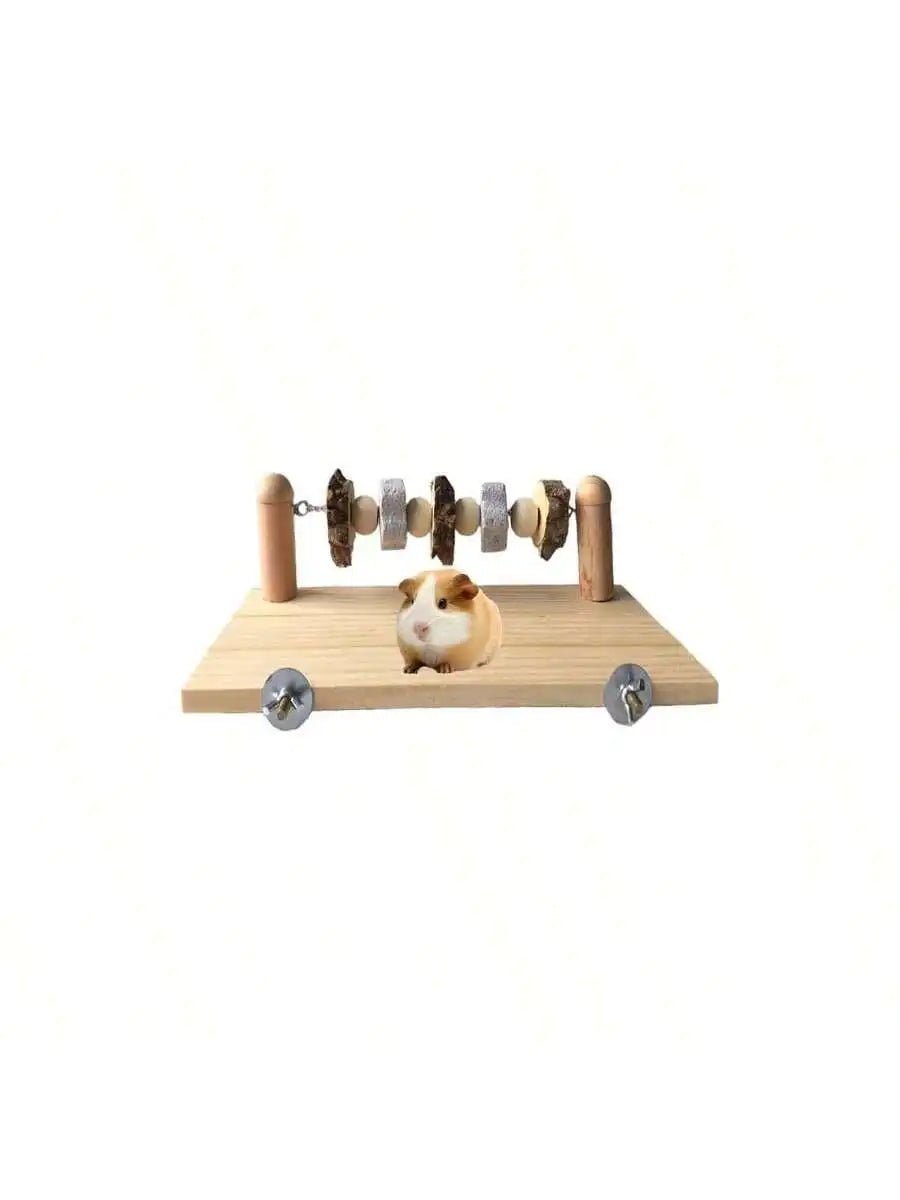 Wooden Pet Ledge Platform With Chew Toy For Hamster Chinchilla Guinea Pig