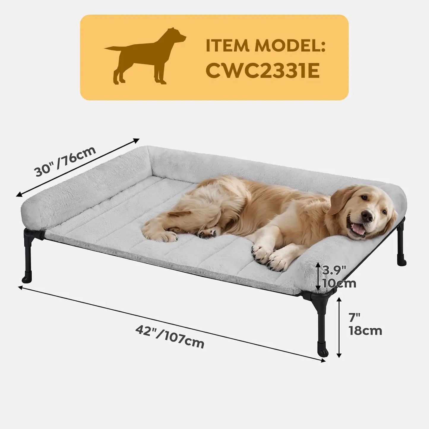 Elevated Orthopedic Dog Bed With Bolster And Removable Washable Mat