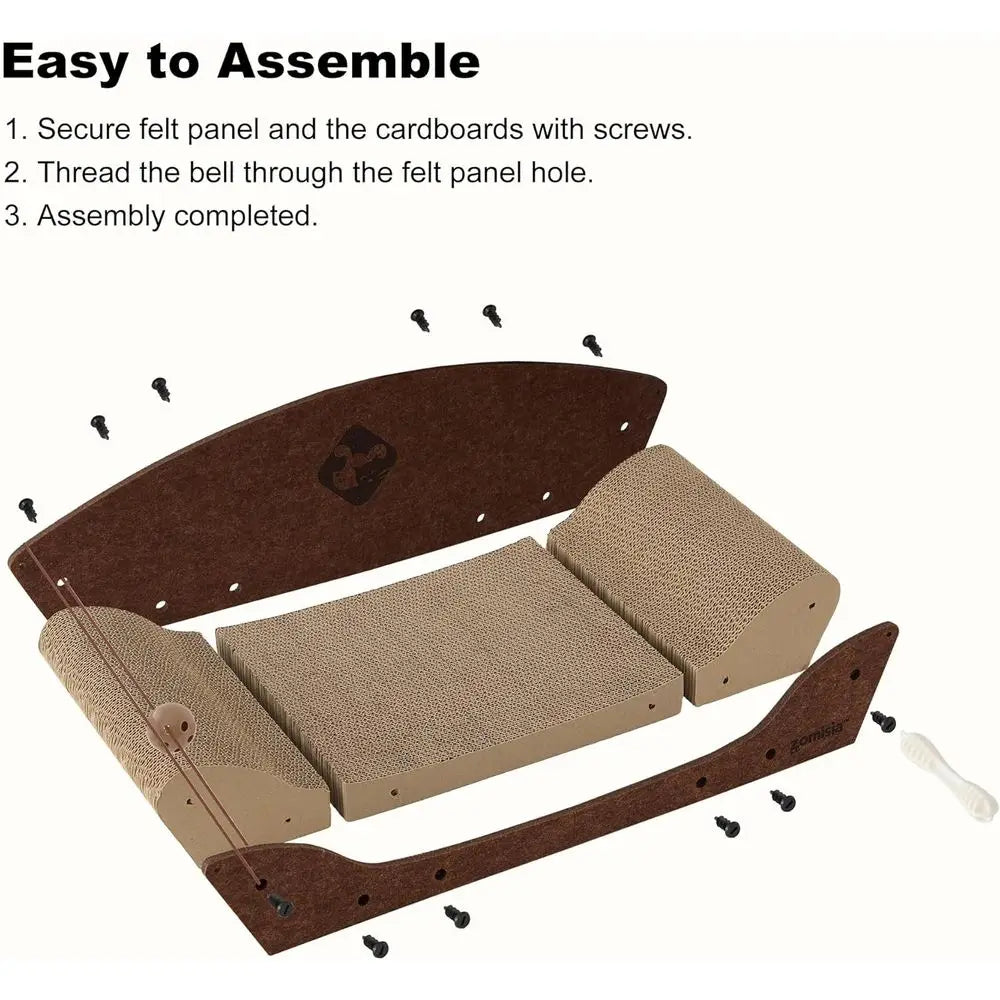 26'' Cardboard Cat Scratcher Bed - Large Scratcher Couch or Indoor Cats, Orthopedic Scratching Board, Lounger Scratching Couch