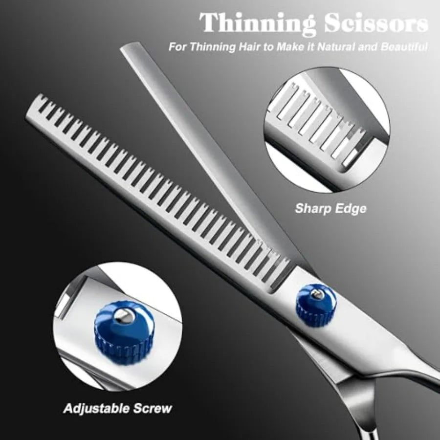 Professional 4 in 1 Dog and Cat Grooming Scissors Kit with Safety Round Tips, Sharp and Durable, Dog Shears for Grooming - Incl