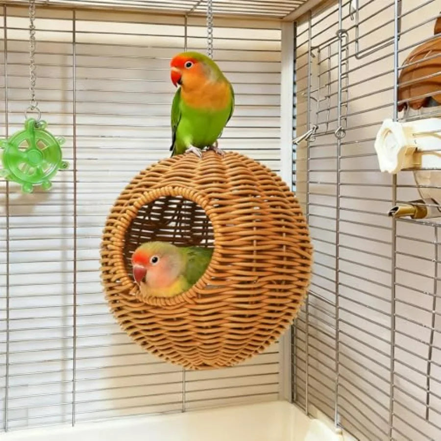 Steel Frame Bird Nest for Cage, Washable Small Bird Bed Chewproof with Plush Pad, Hammock Hideout Lay Eggs Parakeet Nest Sleep,
