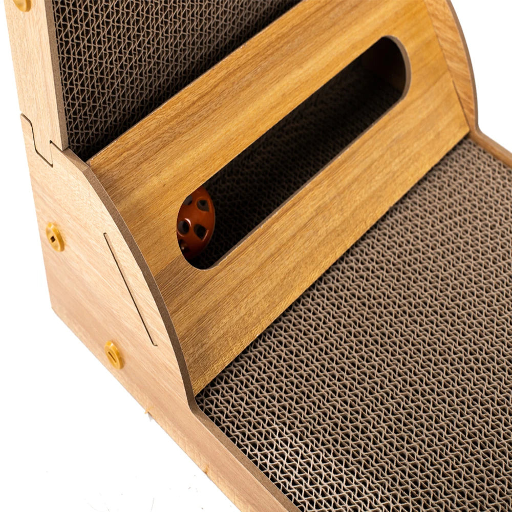 Cat Scratcher, 23.6 Inch L Shape Cat Scratch Pad Wall Mounted, Cat Scratching Cardboard with Ball Toy for Indoor Cats