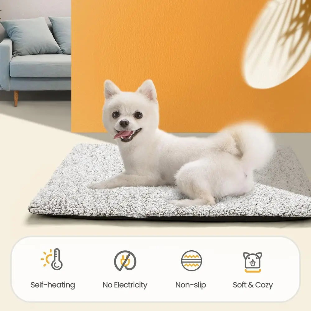 Heating Cat Dog Mat 24 x 18 inch Extra Warm Thermal Pet Pad Indoor Outdoor Pets Removable Cover Non-Slip Bottom Washable Non Ele