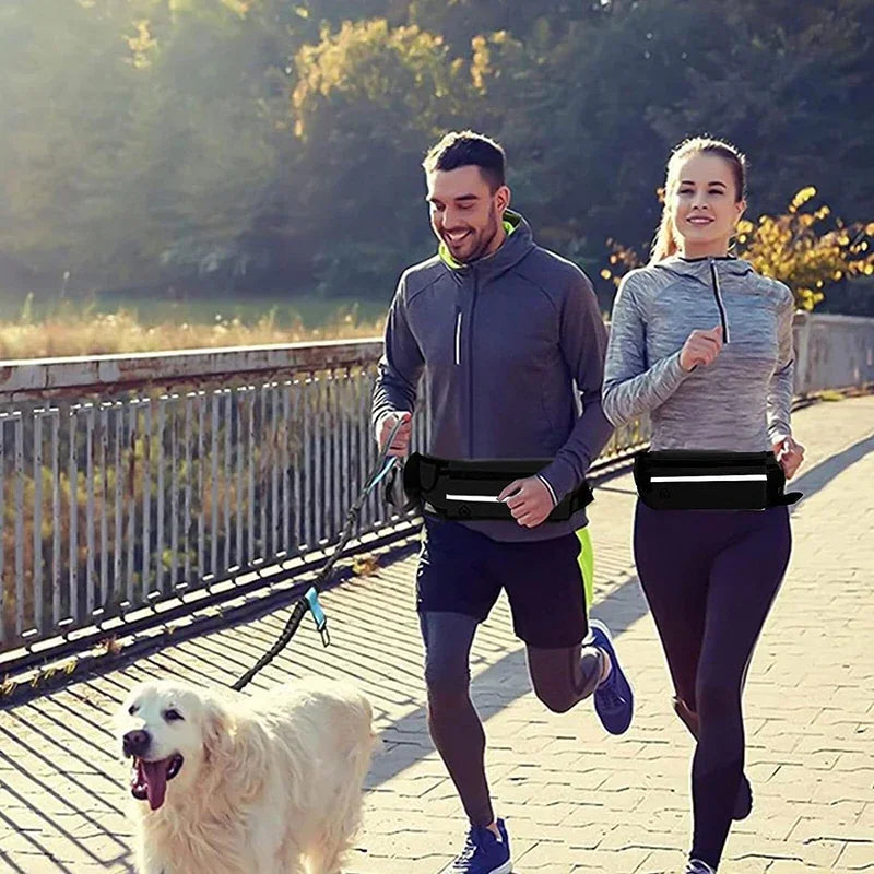 Hands Free Dog Leash With Reflective Retractable Belt Waist Bag
