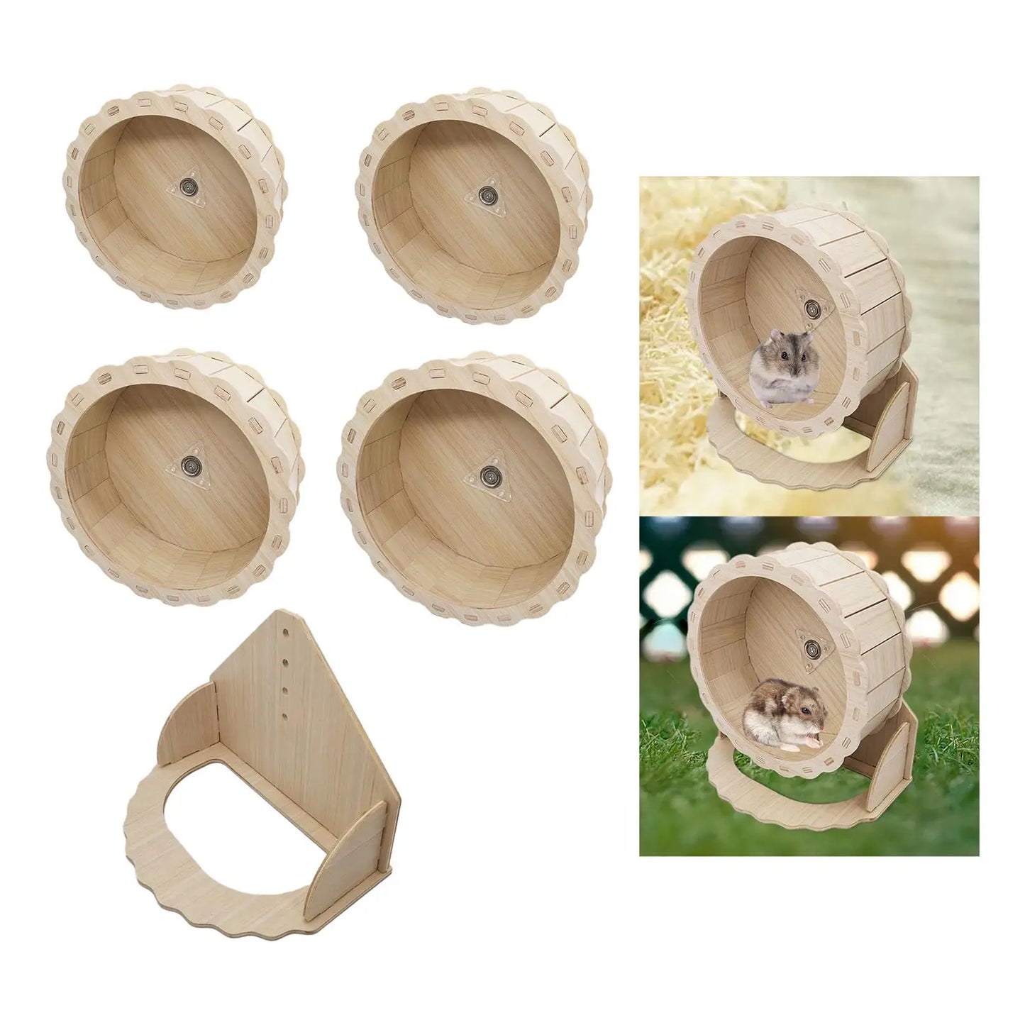Hamster Wooden Running Wheel Toys Exercise Wheels for Gerbils Syrian Hamster Pet Hamster Running Wheels Stand Cage Accessories