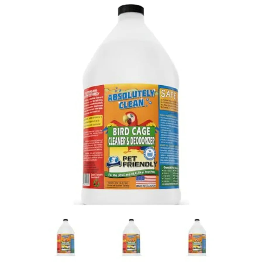 Absolutely Clean Amazing Bird Cage Cleaner and Deodorizer - Just Spray/Wipe - Safely and Easily Removes Bird Messes Quickly and