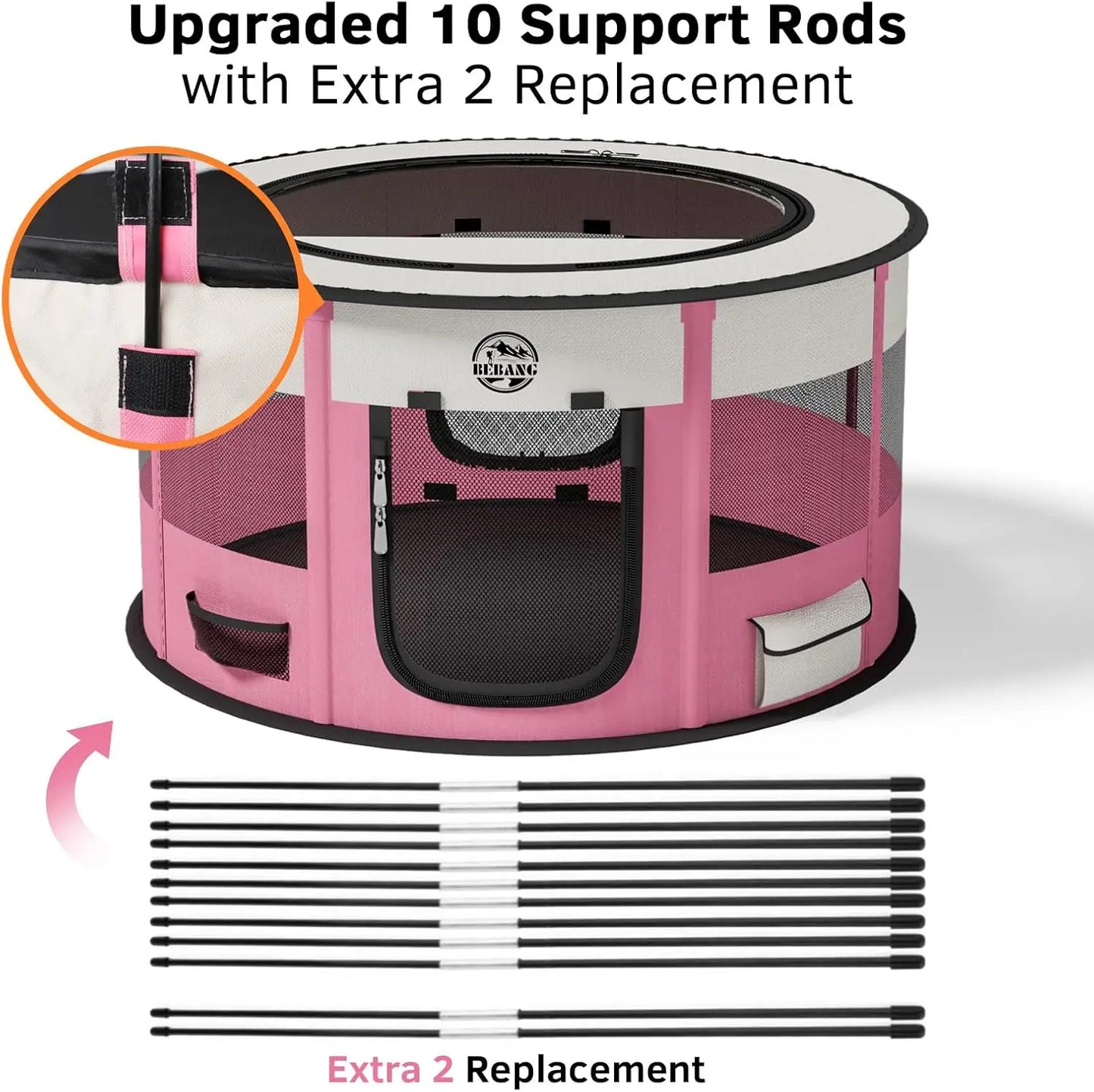 Foldable Pet Playpen for Small Dogs Cats Portable Cage with Food Bowl Carrying Case