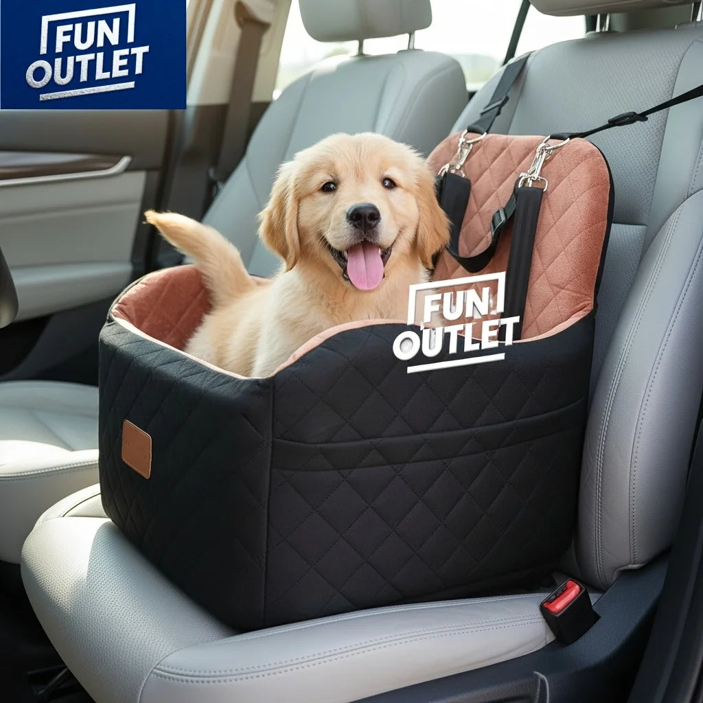 Dog Booster Car Seat for S/M Dogs Up to 35lbs, Soft 6in Elevated Cushion, Fits In Front/Back Seat, Fully Detachable And Washable, 2 Storage Pockets & 3 Straps, Easy to Install