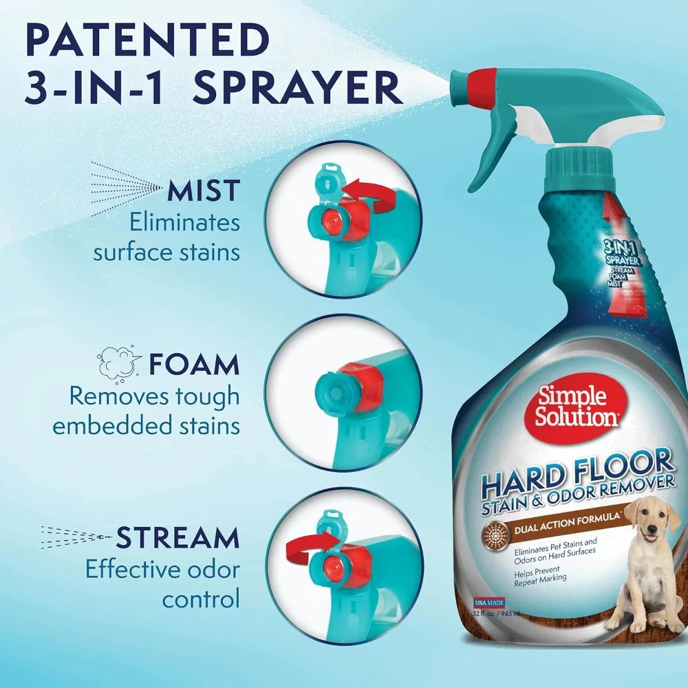 Hard Floor Pet Stain and Odor Remover, Dog Stain and Odor Eliminator Spray, Enzyme Cleaner, Pet Urine