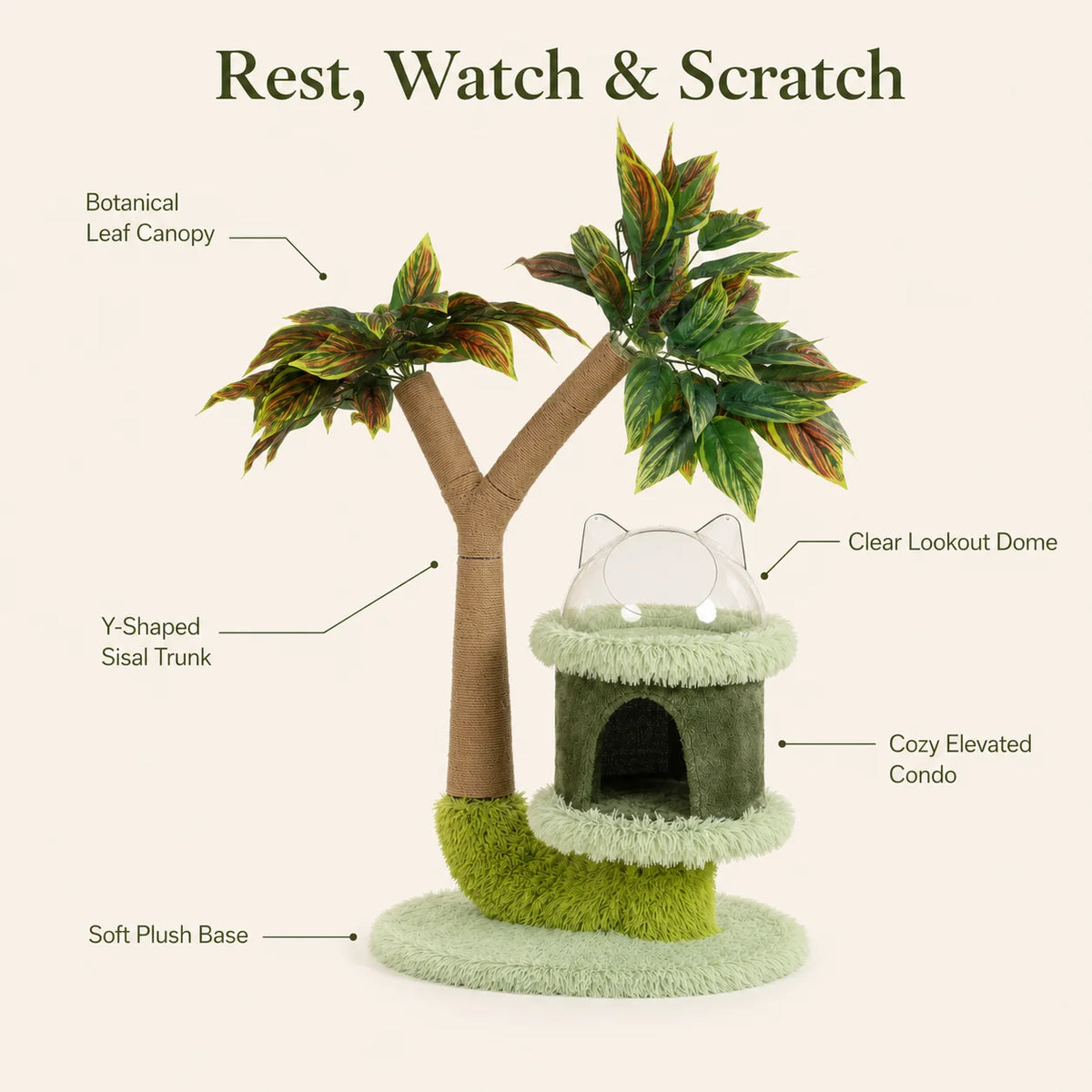 Premium Double Tier Cat Tree With Sisal Posts And Cozy Platform