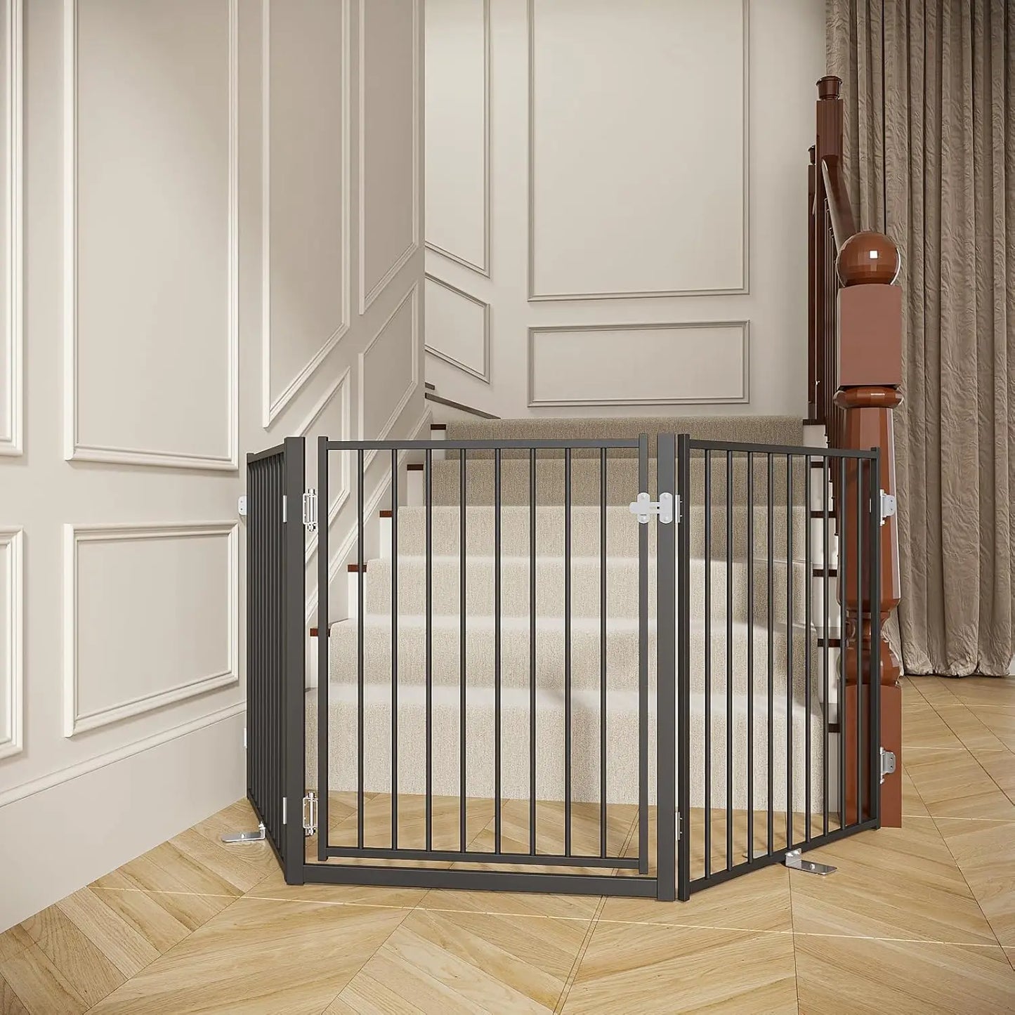 Free Standing Dog Gate With Door For Indoor Outdoor
