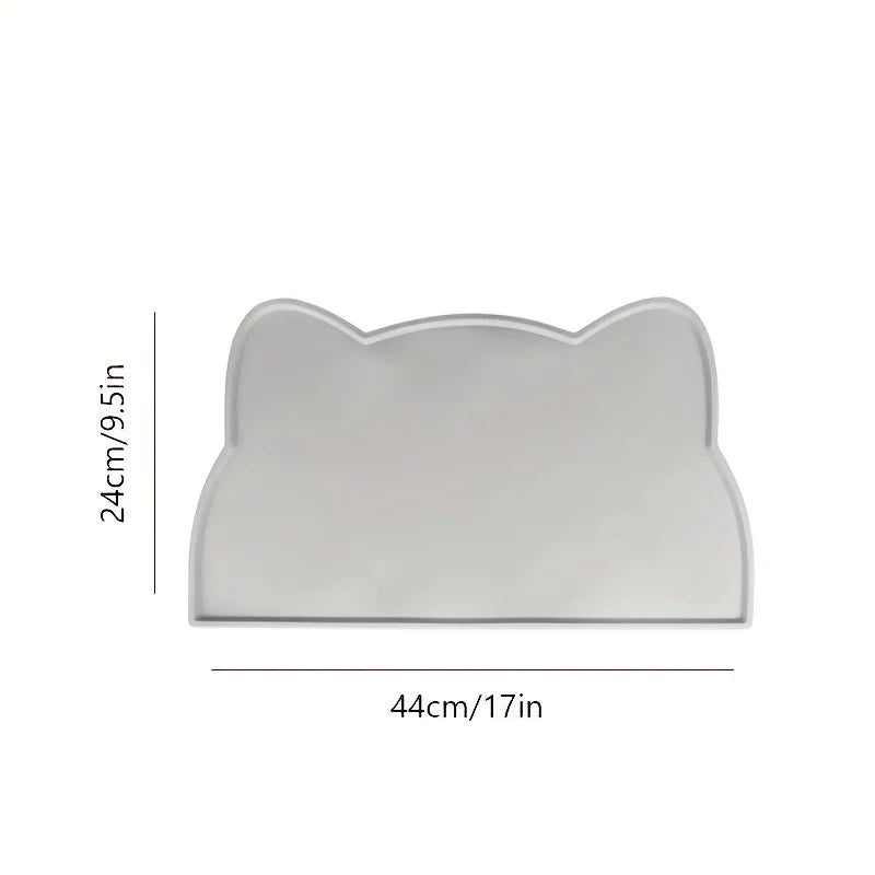 Pet Feeding Mat For Dogs & Cats, Thin Silicone Waterproof Cat Food Mat Cat Bowl Mat With Raised Edge, Cat Placemat
